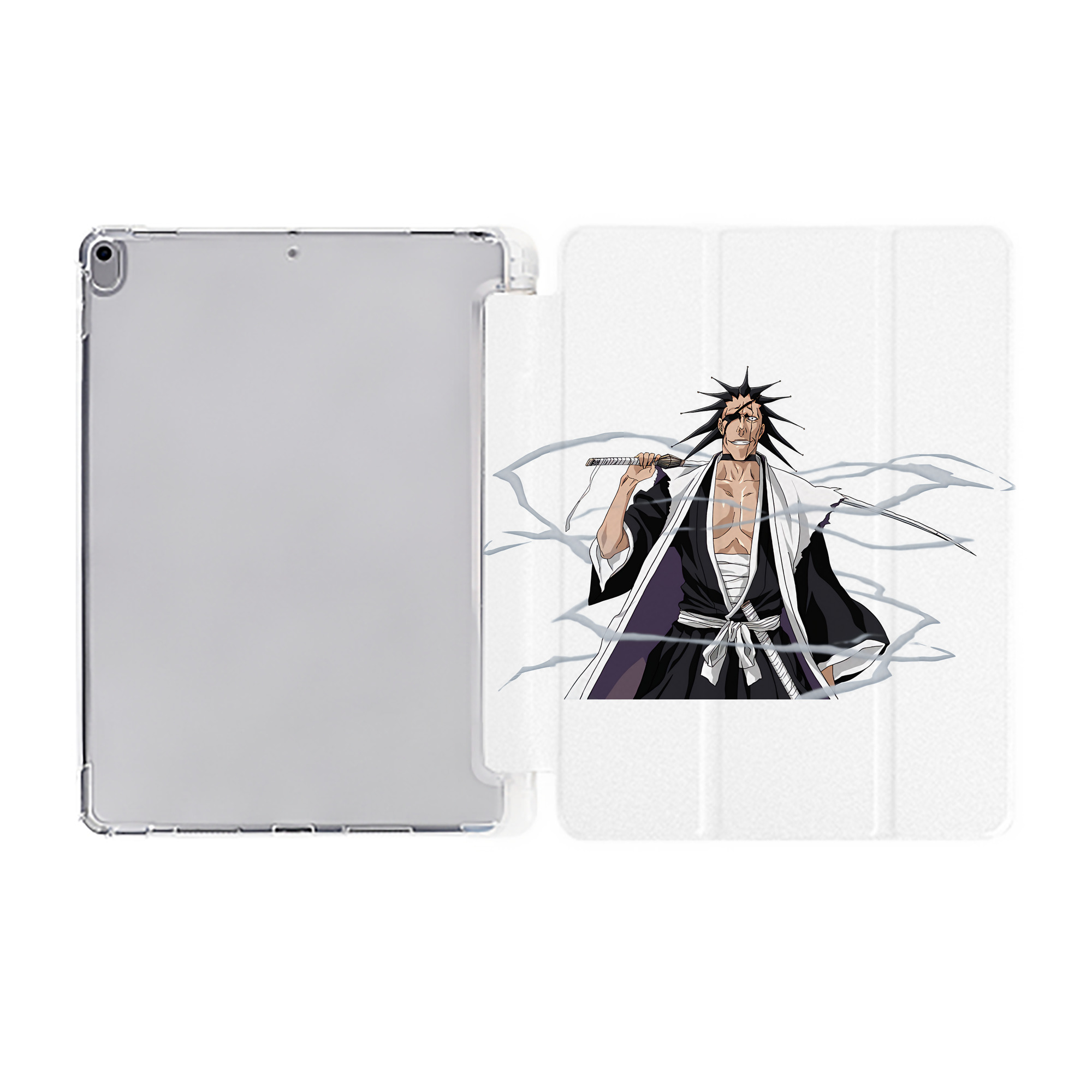 （画像用） ブリーチ ざらき けんぱち BLEACH Zaraki Kenpachi IPad ケース ペン収納付き 三つ折りスタンド PUレザー×シリコン 対応機種9.5/10.5/10.9インチ